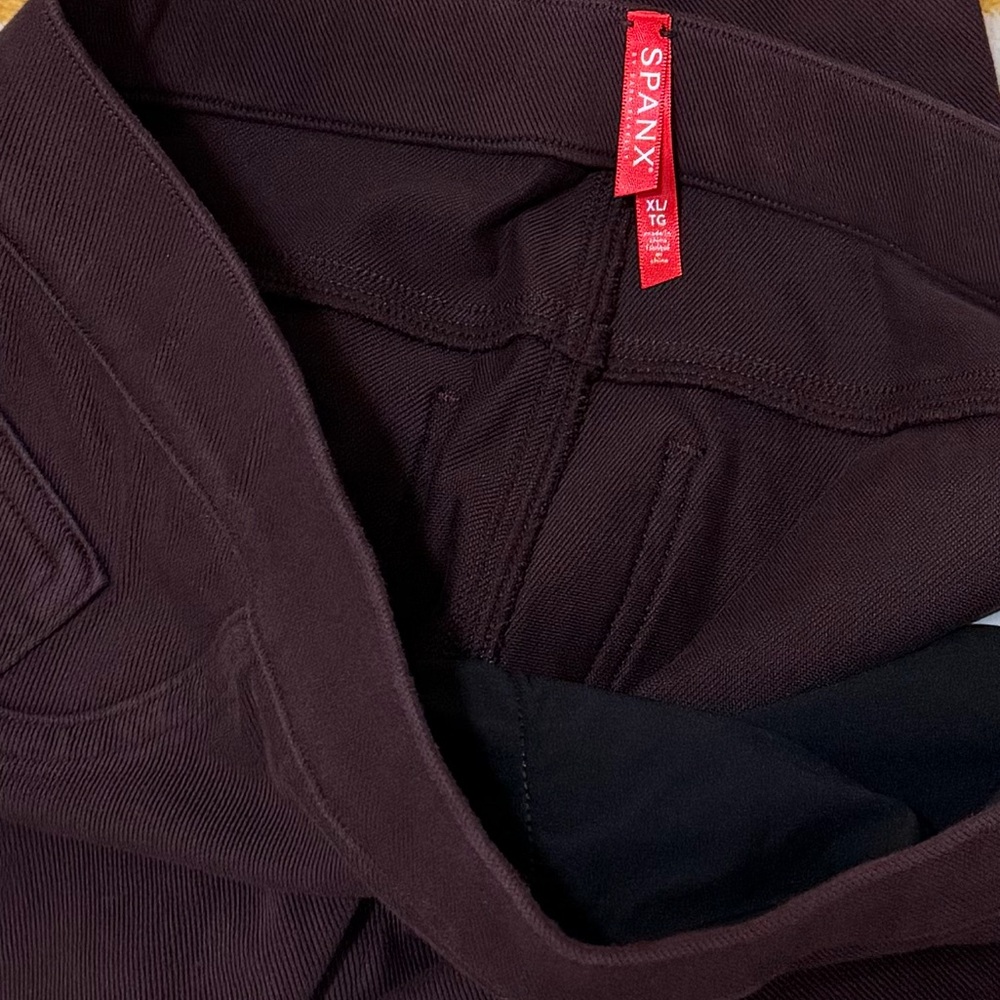 Spanx Jean-ish Burgundy Ankle Length Leggings Stretch Tummy Control Size XL NWT - Picture 9 of 12